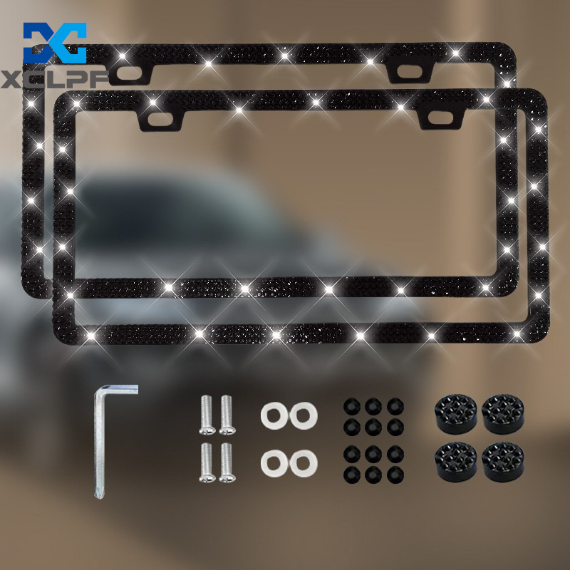 American, Canadian and Mexican Universal Diamond License Plate Frames, Three Styles of Plastic Acrylic Diamond License Plate Frames