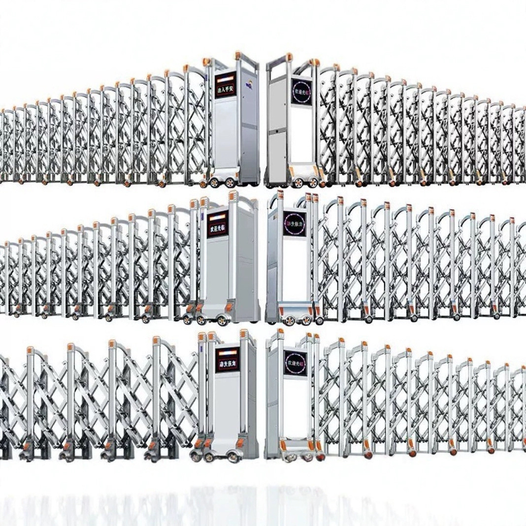 工厂电动伸缩门大门不锈钢厂房自动伸缩门学校工地遥控无轨伸缩门