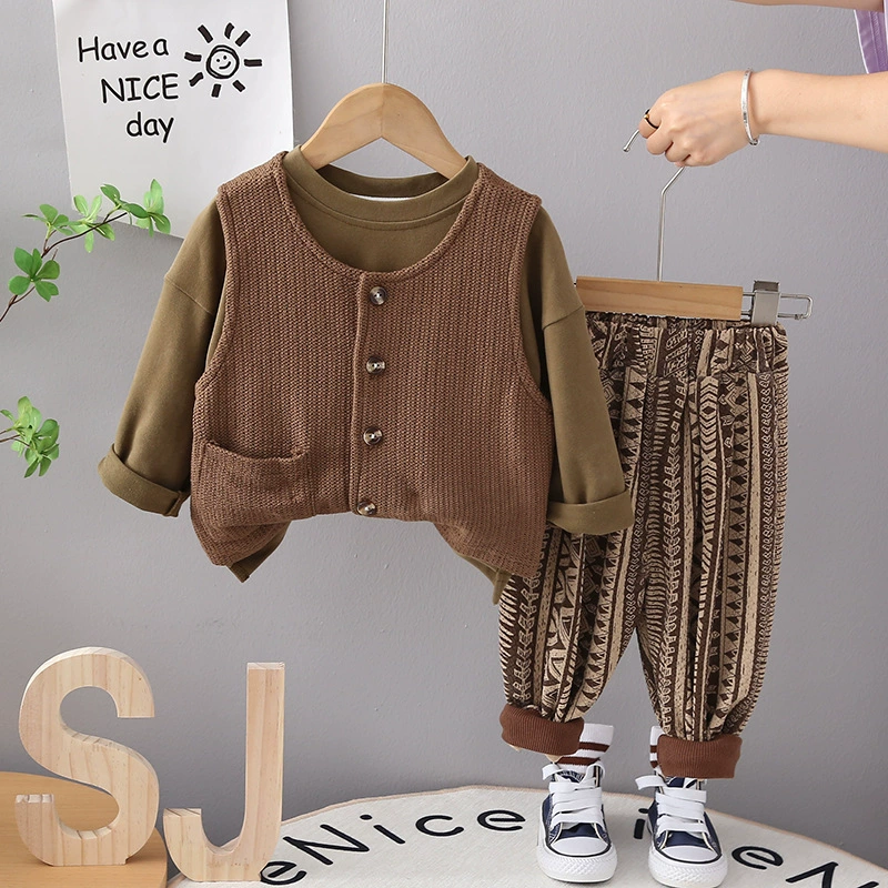 Vest for boys, children's demi-season retro set, autumn bag, 3 piece set, wholesale