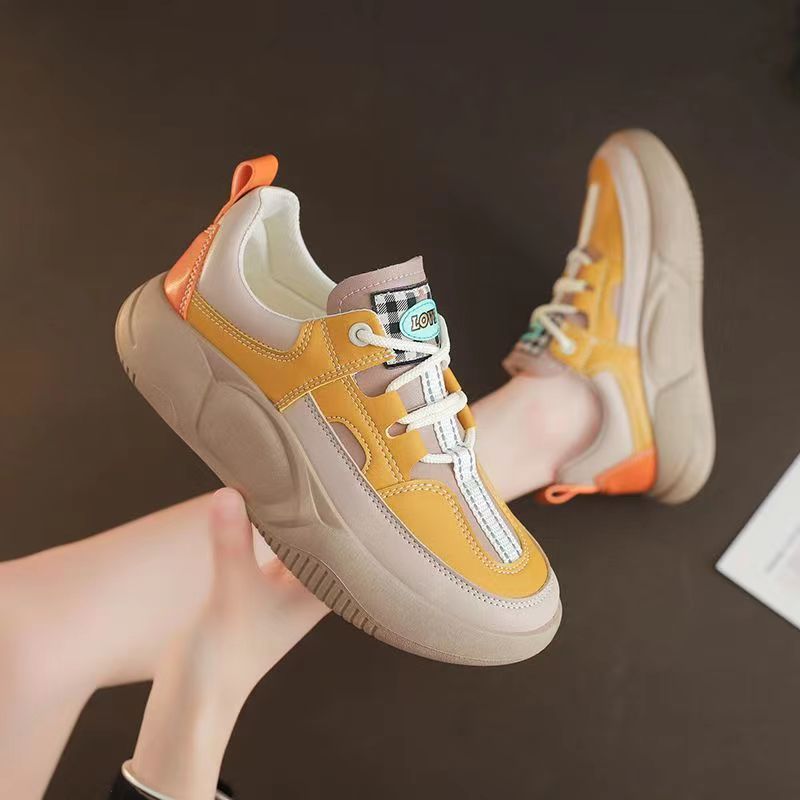 Damen Leder Casual Board Sneaker Mit Dicker Sohle Für Alltag_voghion.com