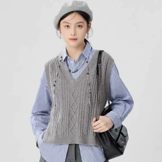 大码马甲针织女秋冬纯色气质时尚坎肩外穿百搭显瘦保暖背心