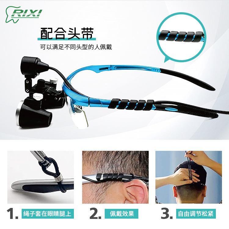 Lente de ampliación dental portátil Led Headlight médico Headlight binocular Headband quirúrgico Luz de iluminación