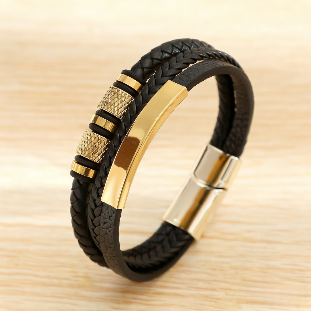 Men’s Braided Leather Bracelet Waterproof And Hypoallergenic_voghion.com