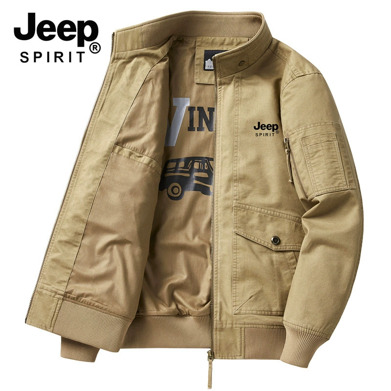 Oversized Autumn Jacket (Men) full-zip, stand collar, multiple pockets