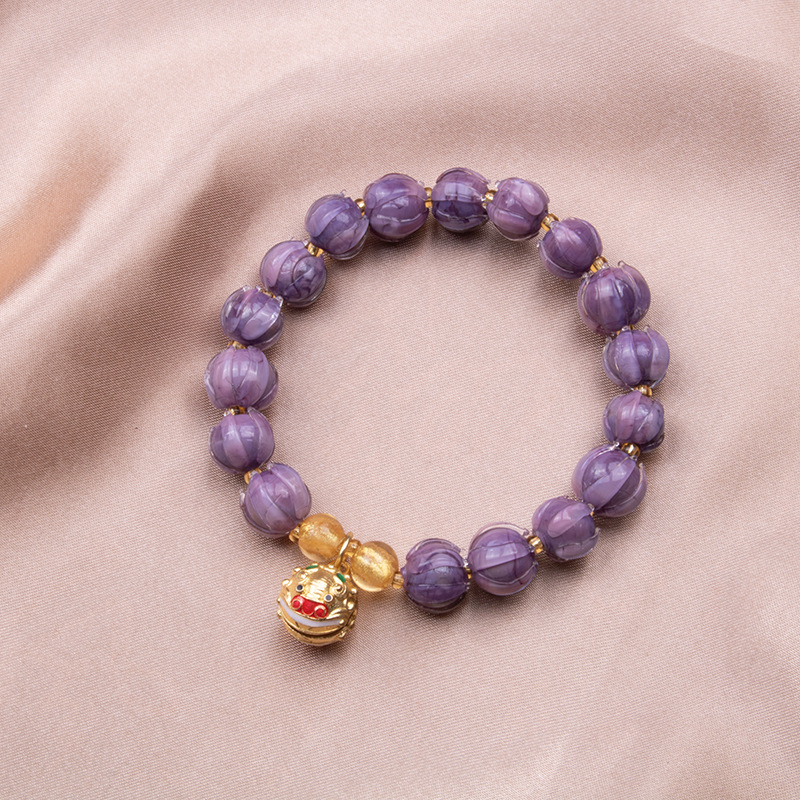 El año del dragón nueve templos de fuego púrpura con la misma pulsera de loto púrpura crepúsculo despierta león brazalete jugar joyerías al por mayor león campana