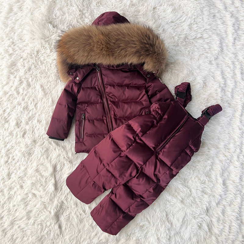 Children's down jacket boys and girls baby out 012 suit long thick brand white duck down suit wholesale