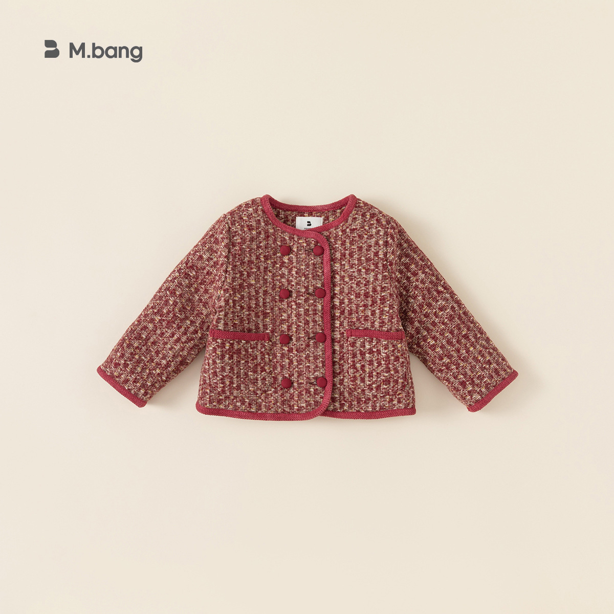 Ropa infantil Youbao, top rojo navideño para niñas, estilo Chanel, acolchado y grueso, ropa para bebés