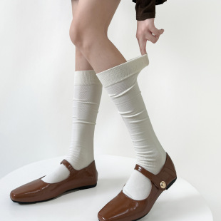 Slight pressure slimming black gray calf socks women's spring and autumn thin opaque brown pile socks milk white autumn and winter