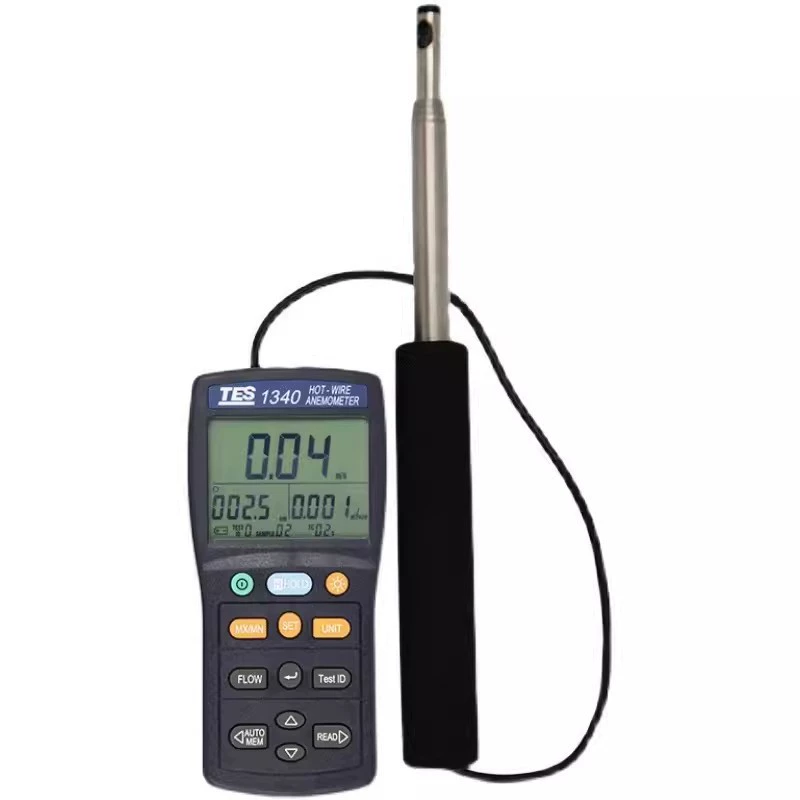 Термочувствительный анемометр Тайши TES1340 Высокая точность скорости ветра трубопровода горячая линия анемометр TES1341N