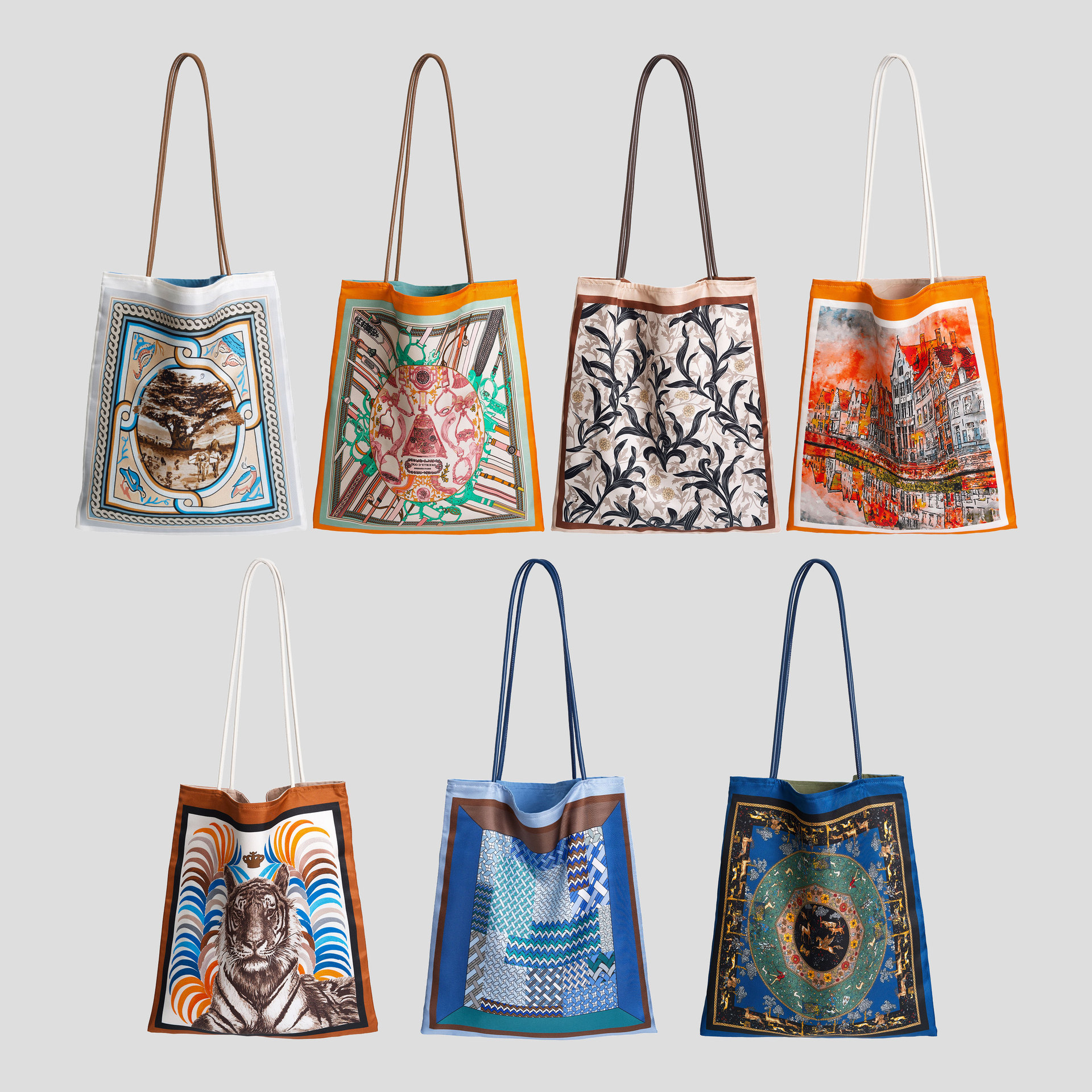 直播推荐！花的剪影 桑蚕丝春夏设计印花个性百搭单肩手提真丝包