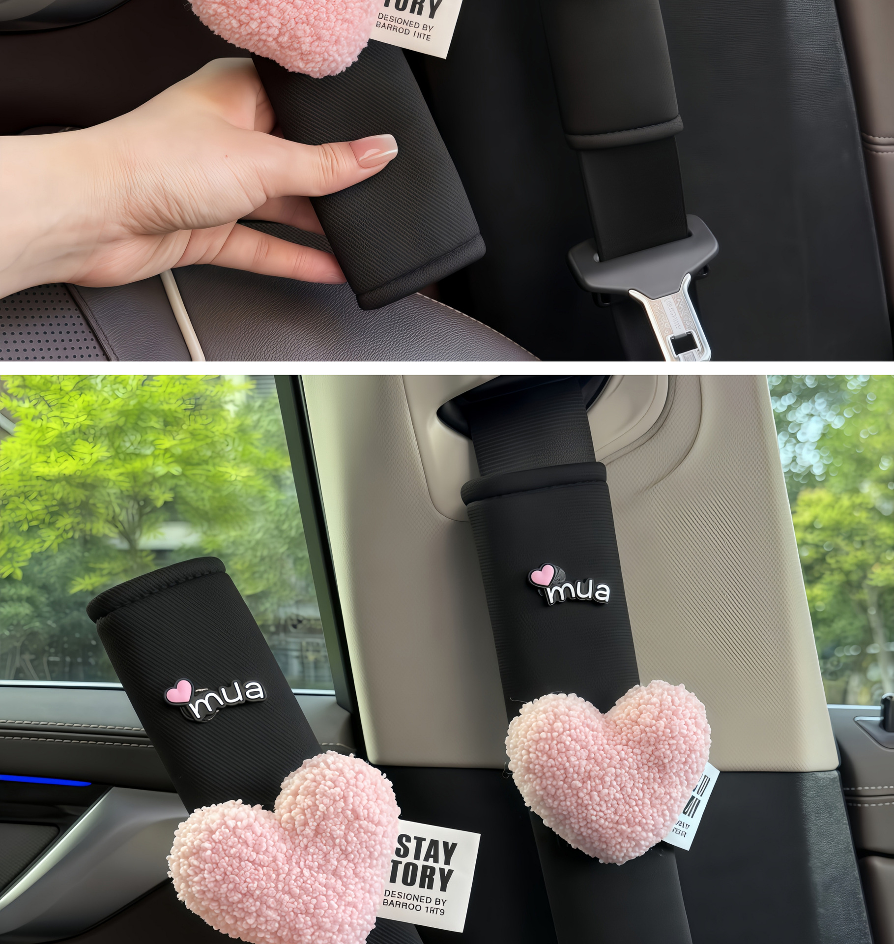 Seat Belt Shoulder Protector, Soft Anti-Wear Clothing, Breathable Anti-Strangle Shoulder Safety Belt Protective Cover, Universal Car Heart Decoration