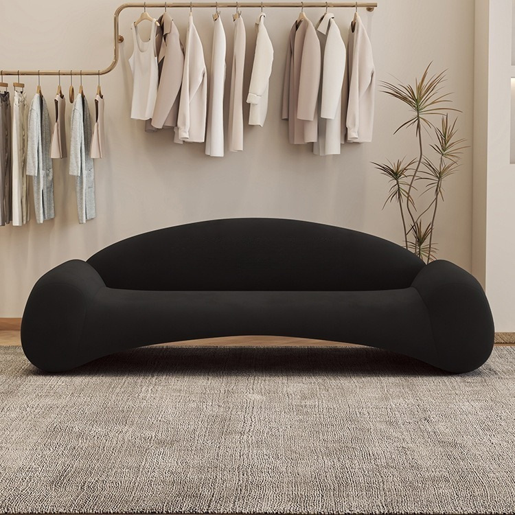 Nordic Cream Style Fabric Sofa Straight Row Simple Clothing Store Beauty Salon Rest Area Reception Small Apartment Sofa Chair