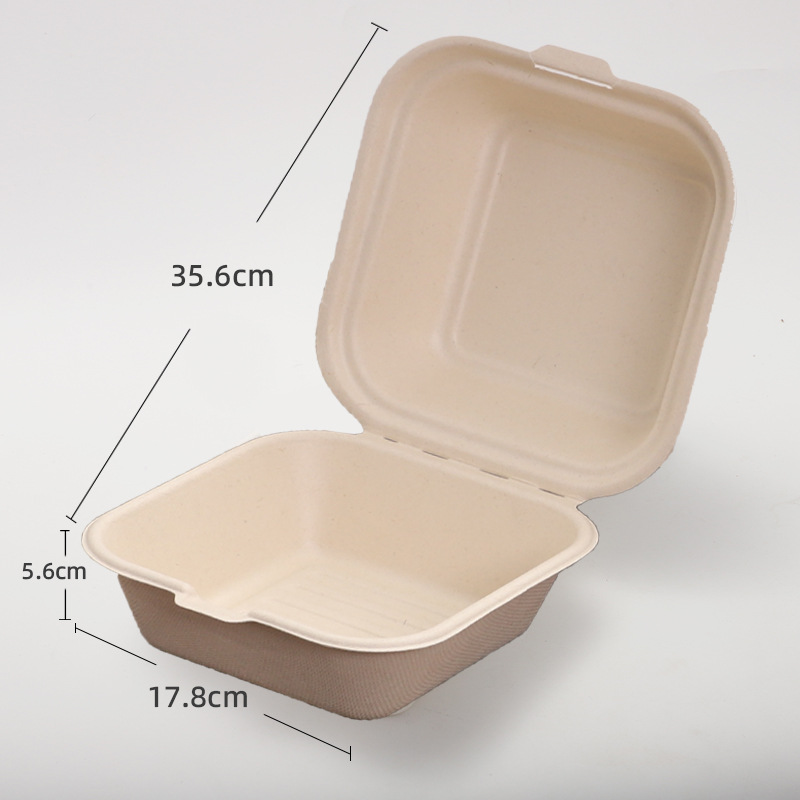 Caja de hamburguesas desechable personalizada Degradable Food Grade Commercial Cupertino caja de frita caja de bloqueo caja de pulpa doméstica