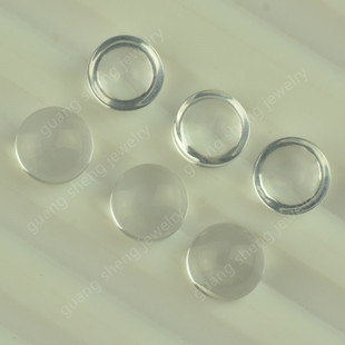 Wholesale Transparent White Glass Round Flats Bottom Plain Loose Stone Glossy Bottom Arc Cabochon Ring Surface Artificial Gemstone White Glass
