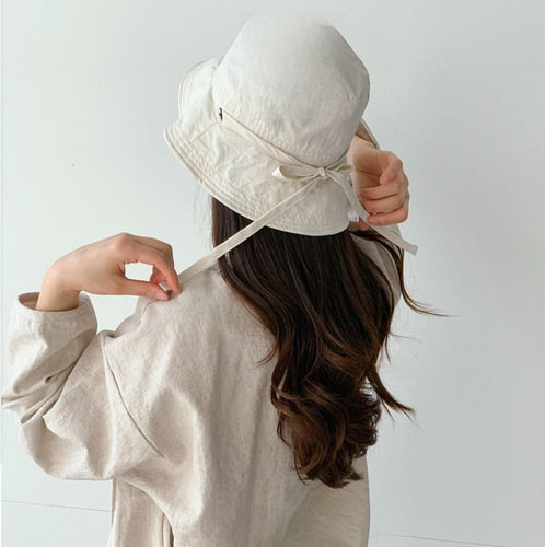 THE HAT Korea Dongdaemun Agent Purchase Summer Foldable Windproof Rope Wide Brim Sunshade Sunscreen Fisherman Hat 