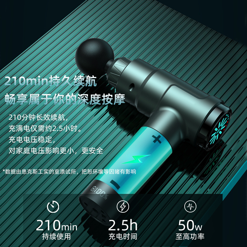 Transfronteriza Pantalla de huellas dactilares profesional pistola fascial masajeador fascial eléctrico fuerza marca relajación profunda doble cabeza fascial