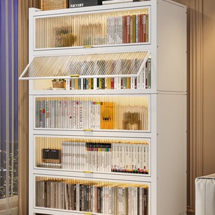 Steel Bookcase Dust-proof Storage Cabinet Storage Cabinet Iron Storage Cabinet Household Flip-door Bookcase Kidsren's Dust-proof Bookshelf Simple