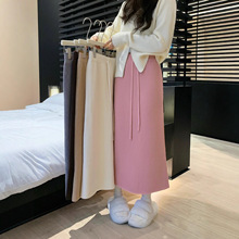 加绒加厚中长款针织半身裙女2025秋冬新款高腰宽松直筒包臀裙子潮