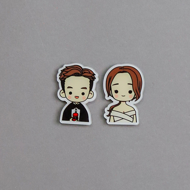 Personajes de dibujos animados pareja de acrílico adsorción pegatinas de refrigerador EVA alfanuméricos pegatinas de refrigerador DIY pegatinas magnéticas decoración