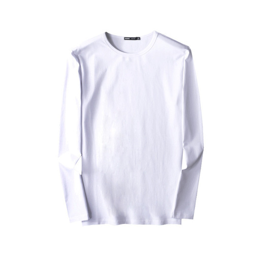 Autumn New White Long-Sleeve T-Shirt for Men, Spring and Autumn New Layering Top, Solid Color Base Shirt, Sweatshirt, Autumn Clothes