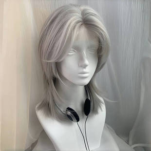 Wig Women's Front Lace Silver Grey Middle Wolf Tail Mullet Head Neutral High Level Universal COS Full Head Cover