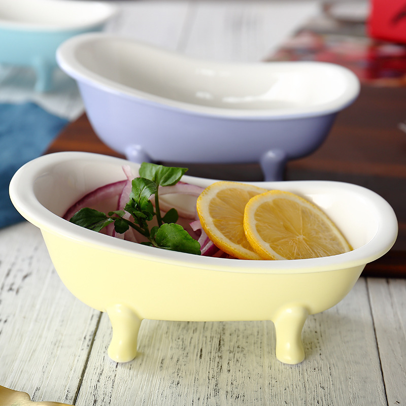 Creative dessert bowl ceramic cute bathtub small Bowl oatmeal yogurt bowl ice cream bowl ins snack bowl mini bathtub