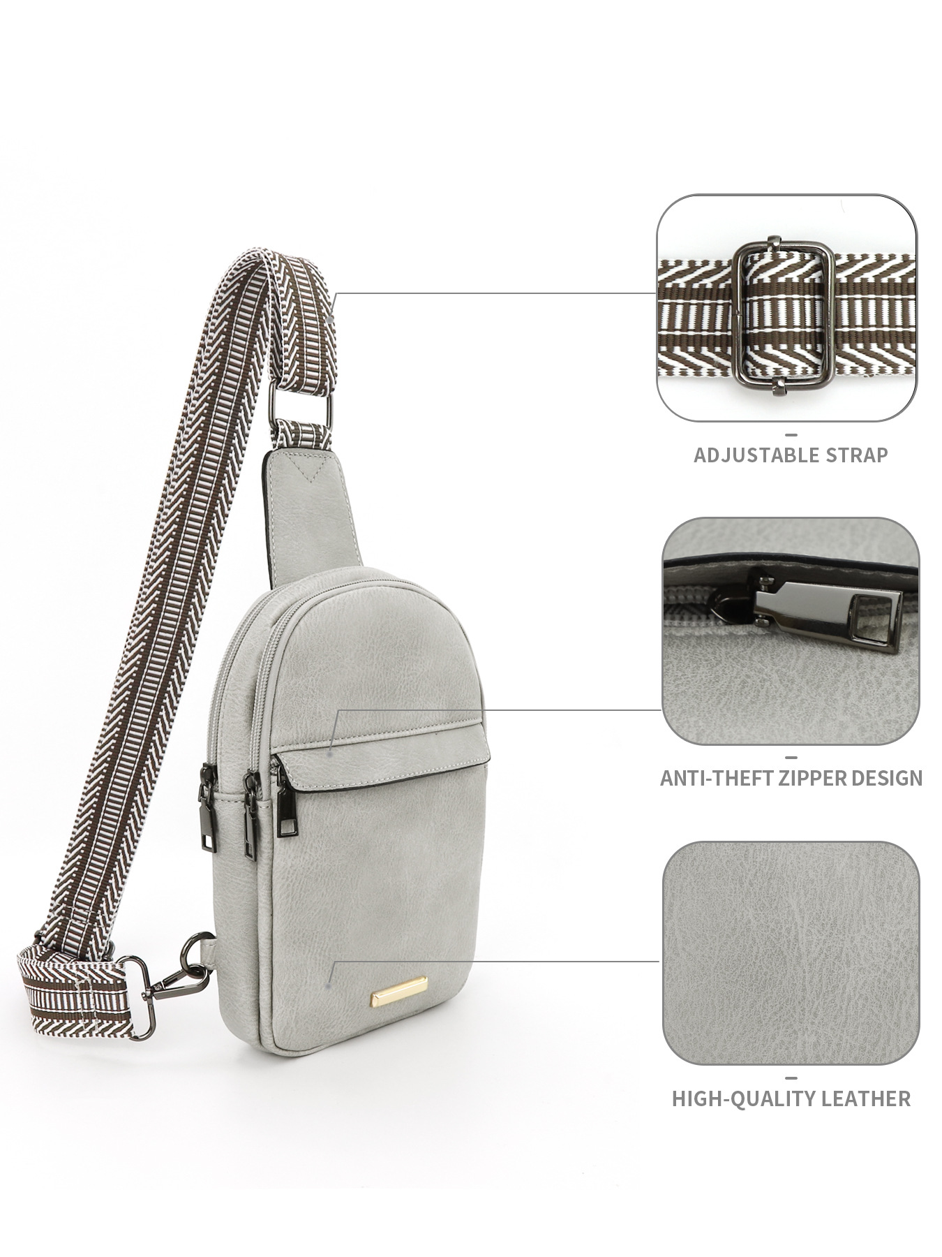 259g Weight Polyester Lining Material Zipper Closure Type Sling Strap Strap Type Fanny Pack Bags Type Daily Occasion Pu Leather Material Color Block Pattern All Seasons Season Unisex Gender Vintage Style Style Oval Shape Unisex Vintage Style Color Block Pu Leather Waist Bags 27