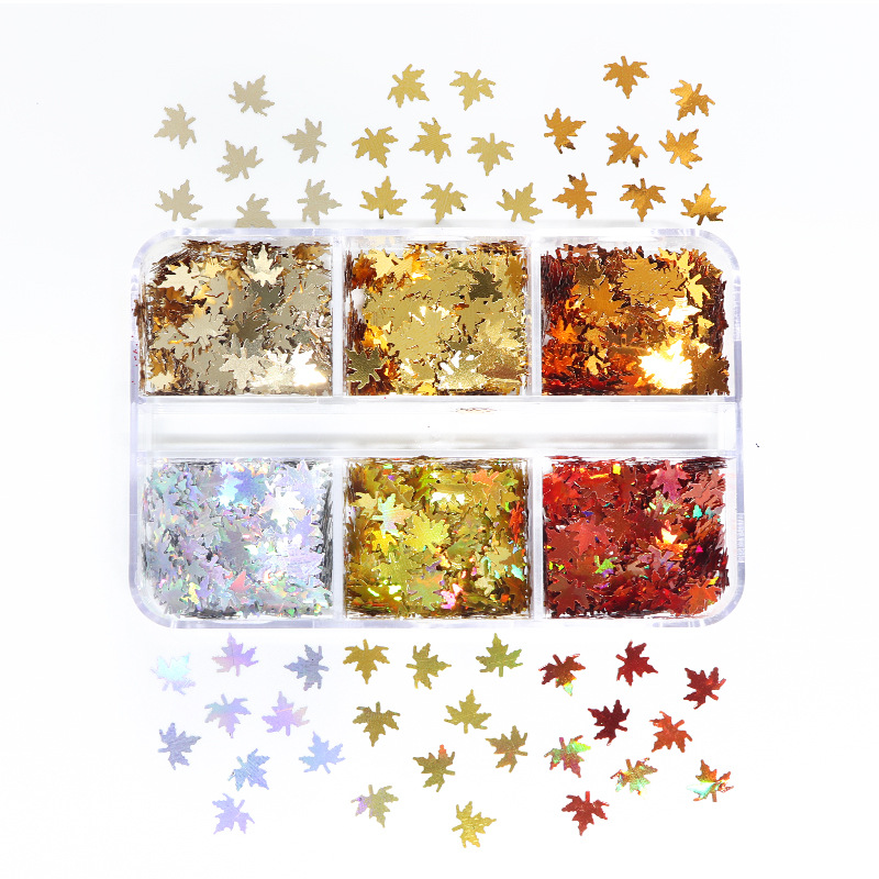 Christmas Fashion Maple Leaf Pet Sequin Nail Decoration Accessories 1 Set display picture 5