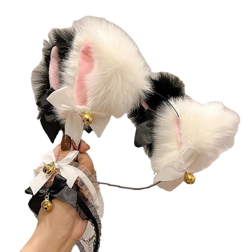 Dos dimensiones Lolita correa de cabello chica gato oreja clip de cabello cómic cosplay Lolita criada correa de cabello