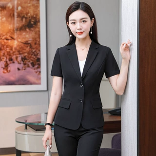 AS8901夏季薄款短袖经理职业装酒店前台工作装珠宝店工作服套装