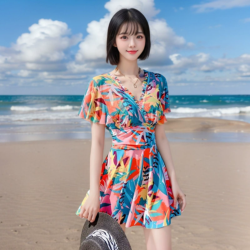 Женский купальник 2025, новый, больших размеров для полных девушек, консервативный и стройнящий, высококачественный, подходит для горячих источников.