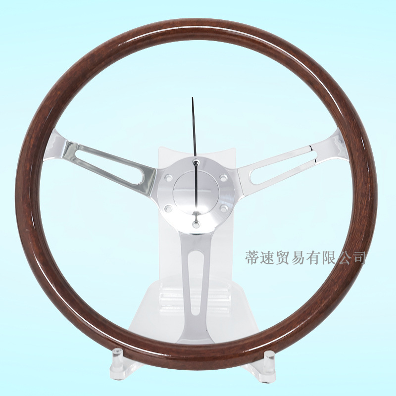 Best-selling modified car steering wheel, classic retro 15inch peach wood color steering wheel, 380MM electroplated bracket with concave center