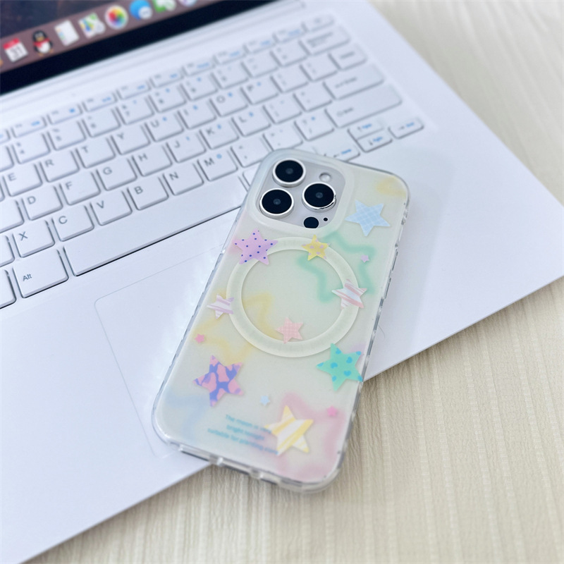 Ins dopamina difumina estrellas para iPhone16ProMax funda para teléfono móvil 14 Apple 15 soporte 13 femenino 16P