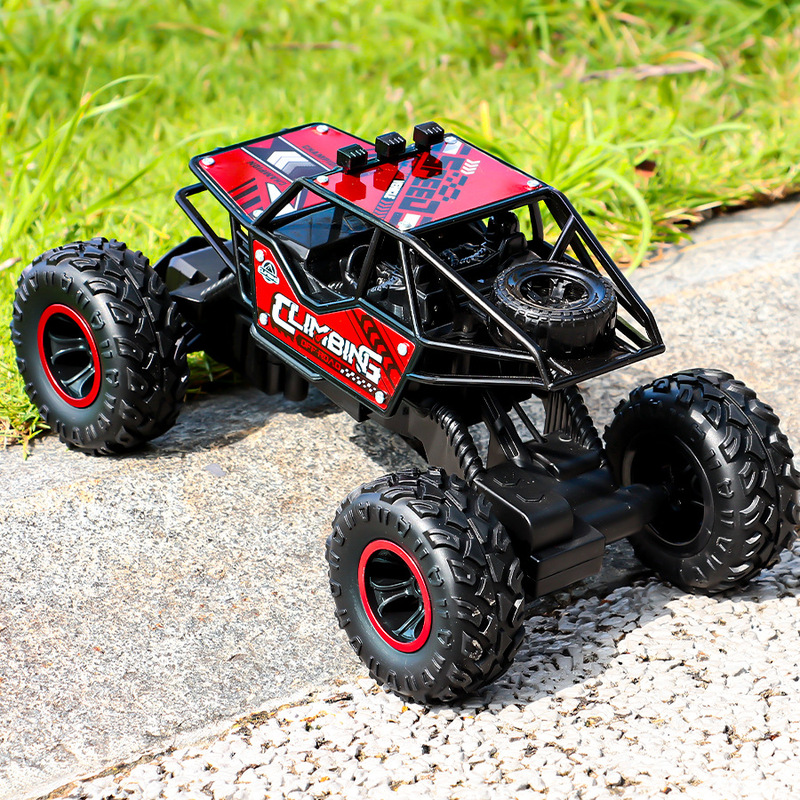 2.4g Alloy Remote Control Car Off-Road Climbing Charging Rubber Tire Gift Box with Light Cross-Border Kidsren's Toy Car