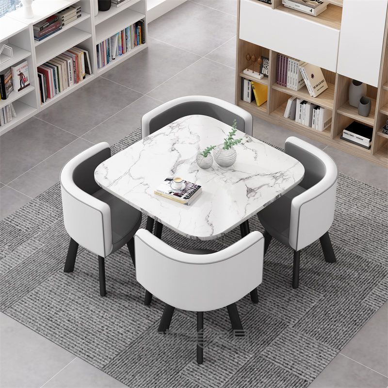 스퀘어 화이트 모조 달리 패턴 내부 그레이 가죽