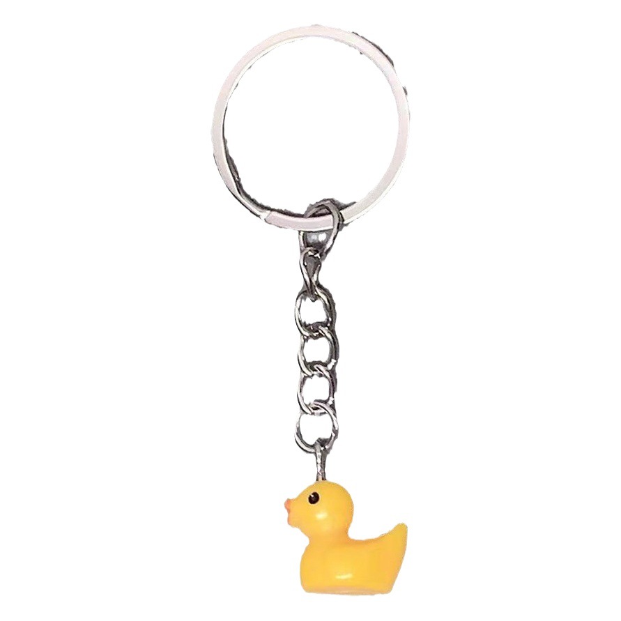 Cross-border simple animal resin small yellow duck keychain duck pendant key ring satchel backpack pendant accessories
