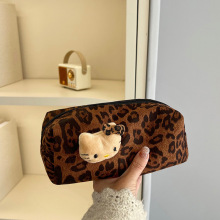 韩版ins化妆包便携外出大容量收纳包女豹纹kitty洗漱包可爱手提包