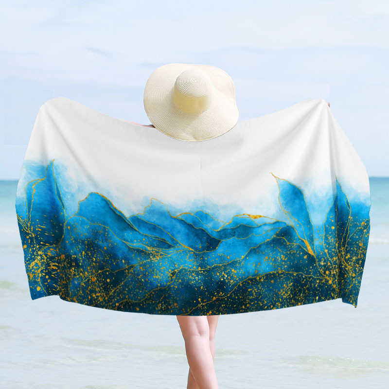 Toallas de baño de secado rápido transfronterizas, toallas de playa, toallas de capa portátiles y portátiles, toallas de baño impresas y absorbentes, personalización térmica al por mayor