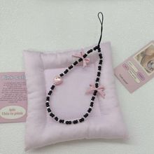 ins同款手机挂绳珠珠串珠手机链挂饰蝴蝶结通用挂件钥匙扣少女