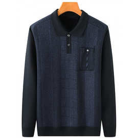 中年爸爸冬季加绒加厚款毛衣中老年男士上衣老人打底衫男装秋冬装