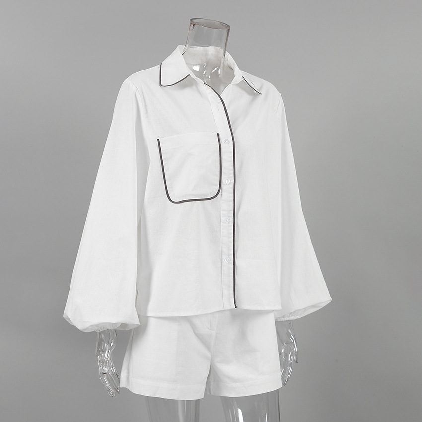 238g Weight Long Sleeve Sleeve Length Cotton Fabric Type Pant Co-ord Set Sets Type 2 Pieces Set Quantity Holiday, Outdoor, Daily Occasion Turndown Neckline Regular Fit Fit Type Solid Color, Lines Pattern Summer, Spring Season Women's Gender Pocket Design Streetwear Style Holiday Outdoor Daily Women's Streetwear Solid Color Lines Cotton Pocket Pant Co-ord Set Shorts Sets 4