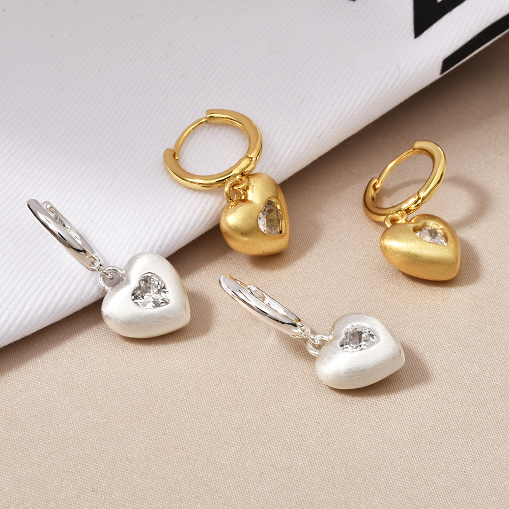 Matte small design fashionable earrings, french style, trend of season