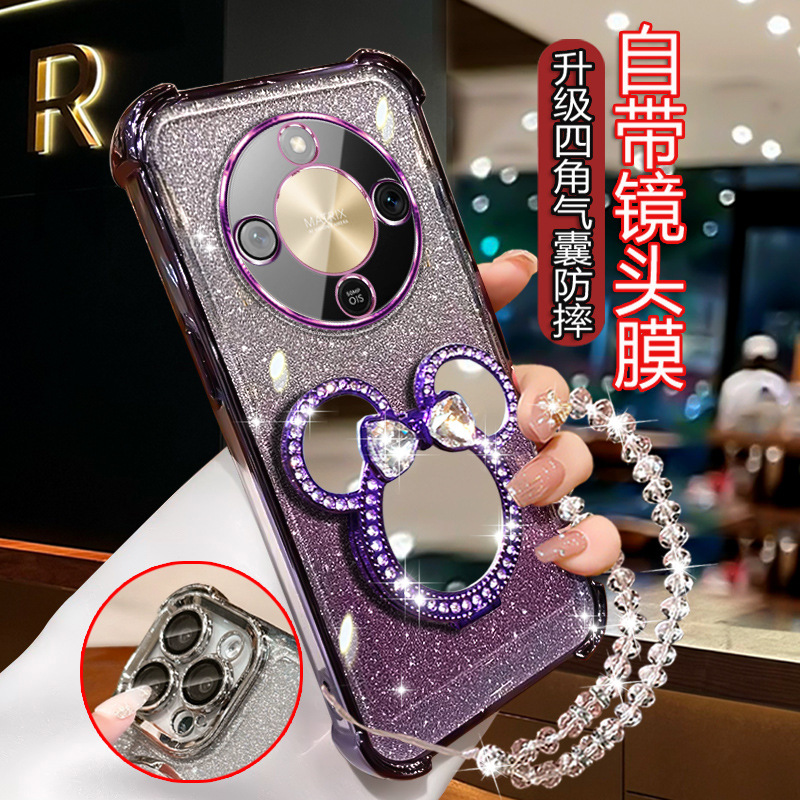 Suitable for Huawei Honor X70 New Mobile Phone Case Mtn-An00 Makeup X70 Fashion Bracket Honor Four-Corner Anti-Fall