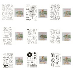 クリスマス漫画動物子供用シールモールド装飾シンプルな描画透明シリコーンシールハンドブック DIY 装飾