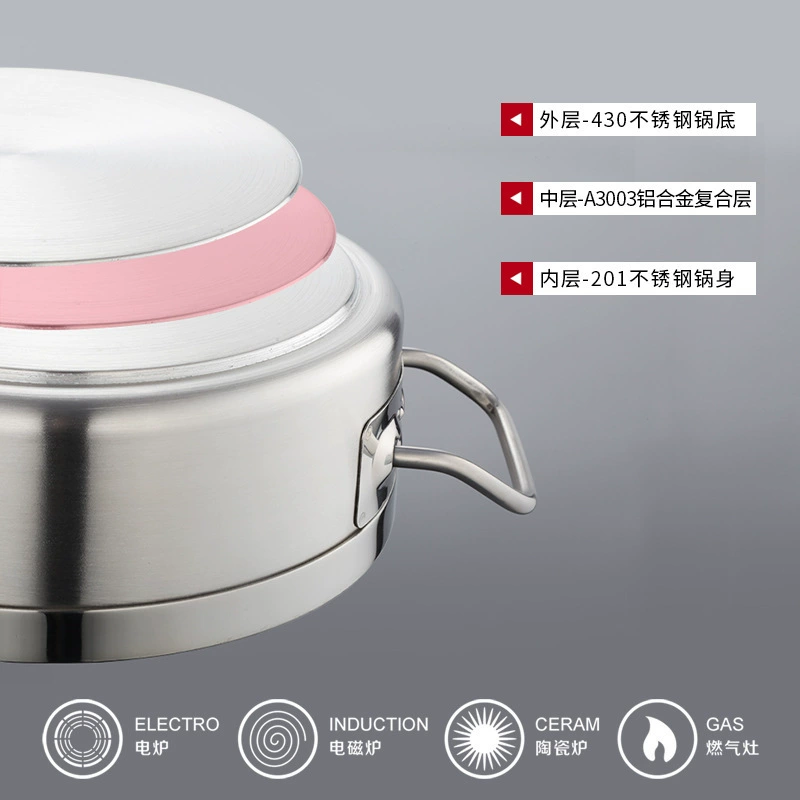 力狮 stainless steel pot lid hot pot pot, double-purpose gas induction cooker, coconut chicken, soup pot hot pot