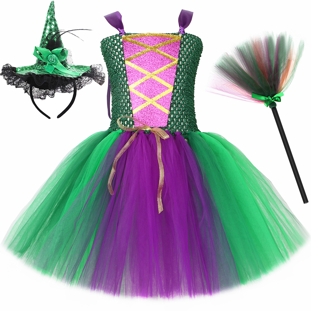 Kid's Clothing children's clothing children's Halloween witch costumes Witch is also crazy role playing mesh tulle skirt_voghion.com