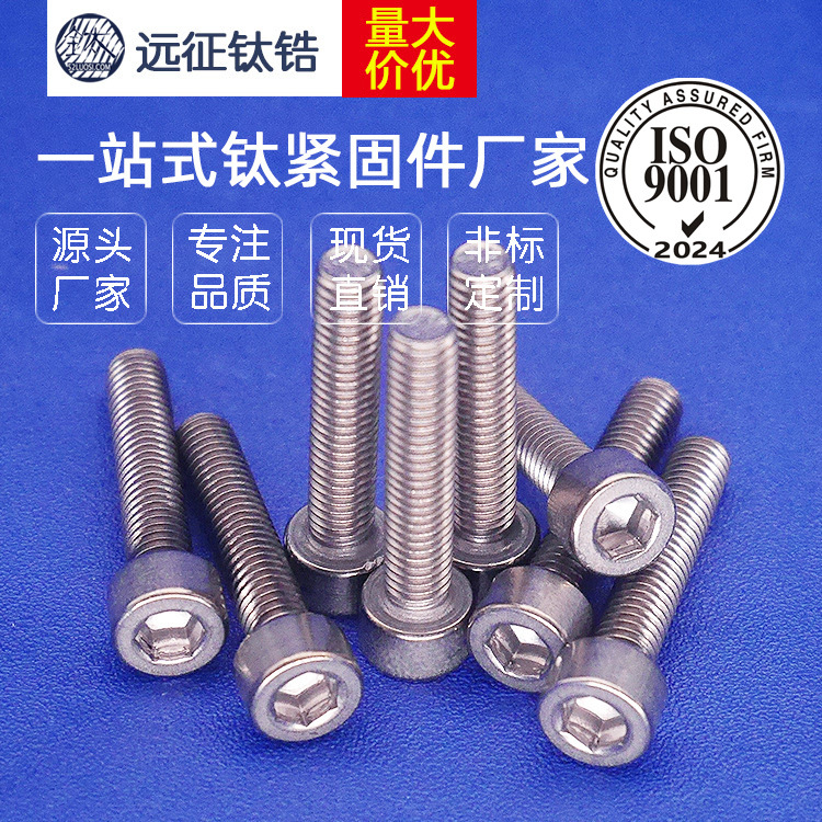 现货销售钛螺丝 M6 钛杯头内六角螺丝 M6*30-M6*60 DIN912钛2螺丝