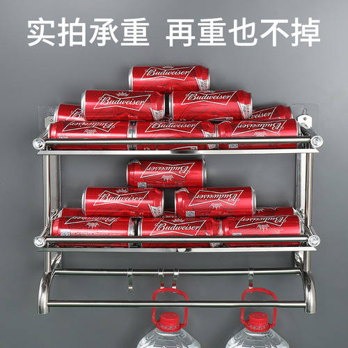 Stainless steel bathroom towel rack toilet bathroom multi-layer storage rack bath towel rack no punching bathroom pendant