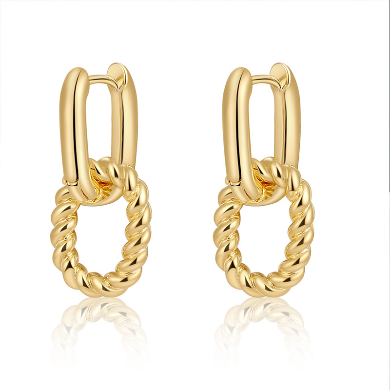 Women's Minimalist French Chic Twisted Geometric Double Layer Earrings Unique Design Ear Cuffs_voghion.com