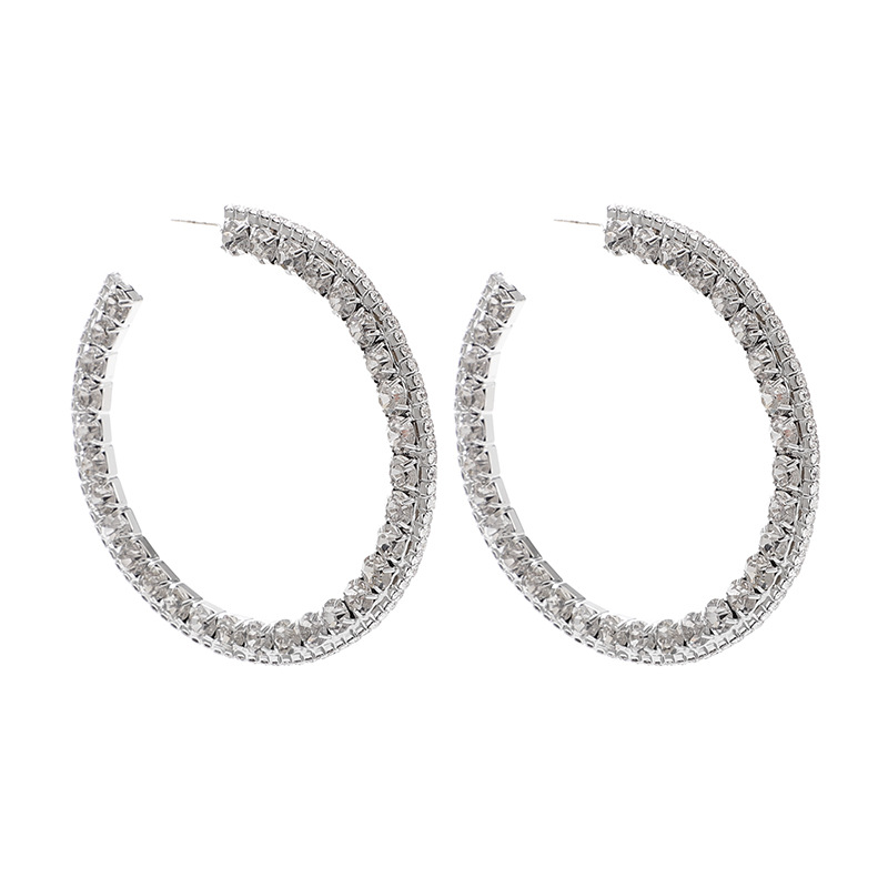 Korean New Rhinestone C-shaped Simple Fashion Temperament Earrings Wild Full Diamond Earrings display picture 3